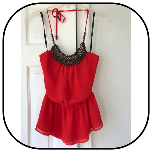 Bebe Tops - Bebe Wood Bead Halter